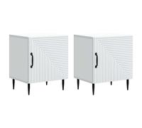 vidaXL Armadio da Notte 2 pcs Bianco 43 x 34,5 x 50 cm, Comò vintage, rettangolare, ampio spazio, cabinet elegante, mobile compatto, soluzione chic per il letto, stile antico