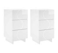 vidaXL Armadio da Notte 2 pcs Bianco Lucido 33,5 x 34,5 x 60 cm