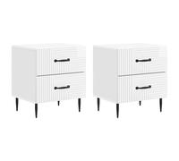 vidaXL Armadio da Notte 2 pcs Bianco Lucido 43 x 34,5 x 47,5 cm, Comodino spazioso, unità vintage per la camera, elegante mobile per organizzare, in legno ingegnerizzato