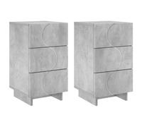vidaXL Armadio da Notte 2 pcs Grigio Cemento 33,5 x 34,5 x 60 cm
