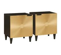 vidaXL Armadio da Notte 2 pcs Nero e Oro 40 x 33 x 46 cm