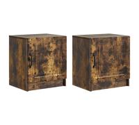 vidaXL Armadio da Notte 2 pcs Rovere Fumo 43 x 34,5 x 47 cm
