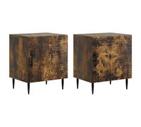 vidaXL Armadio da Notte 2 pcs Rovere Fumo 43 x 34,5 x 50 cm, Comò vintage, rettangolare, ampio spazio, cabinet elegante, mobile compatto, soluzione chic per il letto, stile antico