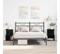 vidaXL Armadio da Notte 2 pcs Rovere nero 35 x 35 x 55 cm