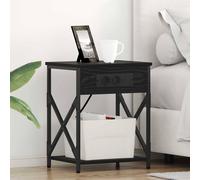 vidaXL Armadio da Notte 2 pcs Rovere Nero 41 x 31 x 51 cm