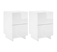 vidaXL Armadio da Notte 2 pz Bianco Lucido 33,5 x 34,5 x 50 cm