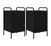 vidaXL Armadio da Notte 2 pz Rovere Nero 35 x 36,5 x 61 cm, Soluzioni moderne per la camera, comodino rettangolare, tavolino pratico per arredare con stile