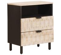 vidaXL Comodino con cassetti, bianco, 50 x 33 x 60 cm, in legno massello mango, spazio per camera da letto, comodino rettangolare, elegante armadio in legno di mango, organizzatore compatto