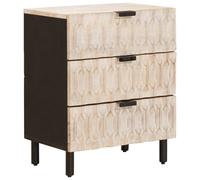 vidaXL Armadio da Notte Bianco 50 x 33 x 62 cm Legno di mango massello