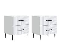 vidaXL Armadio da Notte con cassetto 2 pcs Bianco 43 x 34,5 x 47,5 cm, Comodino spazioso, unità vintage per la camera, elegante mobile per organizzare, in legno ingegnerizzato