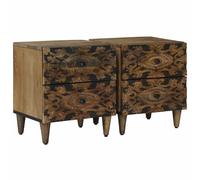 vidaXL Armadio da Notte con cassetto 2 pcs Marrone 40 x 33,5 x 46 cm, Tavolo rettangolare in legno di mango per salotto, comodino, mobiletto salvaspazio, pezzo d'arredo