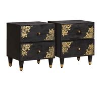 vidaXL Armadio da Notte con cassetto 2 pcs Nero 40 x 33 x 46 cm