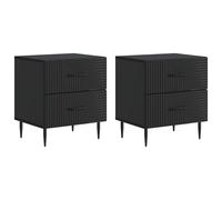 vidaXL Armadio da Notte con cassetto 2 pcs Nero 43 x 34,5 x 47,5 cm, Comodino spazioso, unità vintage per la camera, elegante mobile per organizzare, in legno ingegnerizzato