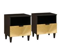 vidaXL Armadio da Notte con cassetto 2 pcs Nero e Oro 40 x 33 x 46 cm