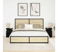 vidaXL Set di Comodini Moderni in Rovere Nero di 2 Pezzi con Stoccaggio per la Camera da Letto Design Elegante Mobile Piccolo Compatto