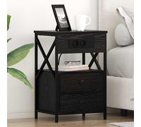 vidaXL Armadio da Notte con cassetto 2 pcs Rovere nero 40 x 31 x 60 cm