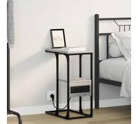 vidaXL Armadio da Notte con cassetto Grigio Sonoma 41.5 x 26 x 60.5 cm, Comodino Rustico alla Moda, Organizzatori Rectangolari, Tavolino da Letto, Legno Ingegnerizzato, Struttura in Acciaio