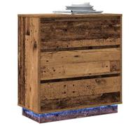 Comodino rustico in legno massello | tavolino vintage con 2 cassetti finitura invecchiata mobili ecologici Stoccaggio camera da letto elegante medio durevole in legno