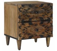 vidaXL Comodino con cassetto marrone 40 x 33,5 x 46 cm in legno massello di mango, soggiorno, rettangolare, sedili comodi, arredamento elegante, design versatile per qualsiasi spazio