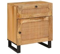 vidaXL Armadietto da notte naturale, 50 x 33 x 60 cm, in legno di mango massiccio,