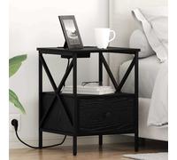 vidaXL Armadio da Notte con cassetto Rovere Nero 41,5 x 40,5 x 55 cm