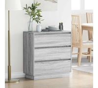 vidaXL Comodino Elegante Grigio Sonoma con 3 cassetti in Legno MDF, tavolino da Notte per Camera da Letto, Design Moderno Compatto, organizzatore Perfetto per Adulti, Piccolo Mobile a Tre cassetti