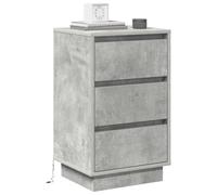 vidaXL Armadio da Notte con cassetto Grigio Cemento 39 x 34,5 x 65 cm, Comodino Moderno Compatto, Tavolo da Camera con Ricarica USB, Mobile in Legno, Pezzo d'arredo Funzionale