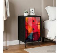 vidaXL Armadio da Notte HEESCH Rovere Nero 36 x 33 x 61 cm