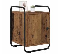 vidaXL Armadio da Notte Legno antico Legno ingegnerizzato, Comodino compatto, mobiletto moderno con ante, maniglie nere opache per tenere in ordine