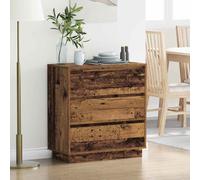 Comodino rustico in legno massello | tavolino vintage con 2 cassetti finitura invecchiata mobili ecologici Stoccaggio camera da letto elegante medio durevole in legno