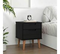 vidaXL Armadio da Notte Nero 40 x 35 x 48 cm Legno di pino massiccio, Mobile notte in legno rustico, ampio spazio di stoccaggio, cassetti in pino e stile per la tua casa