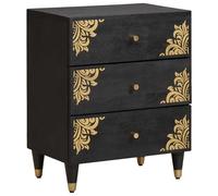 vidaXL Armadio da Notte Nero 50 x 33 x 62 cm Legno di mango massello