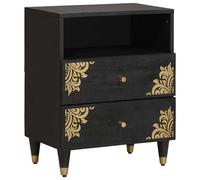 vidaXL Armadio da Notte Nero 50 x 33 x 62 cm Legno di mango massello