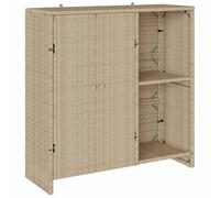 vidaXL Armadietto medio in rattan beige, elegante soluzione per interni ed esterni, con ante scorrevoli, 3 ripiani, per soggiorno, sala da pranzo, corridoio