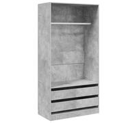 vidaXL Armadio Aperto con Cassetti e Scomparto con Appendiabiti Robusto Classico Elegante Guardaroba Grigio Cemento 100x50x200 cm in Truciolato