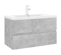 vidaXL Armadio lavello e lavabo incorporato grigio cemento legno ingegneria