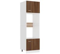 AX Mobiletto Cucina Microonde Anta 60x57x207cm Ripiani Rovere Marrone New 815605