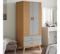 vidaXL Armadio OLDEN Grigio e Marrone 76,5x53x172 cm Massello di Pino