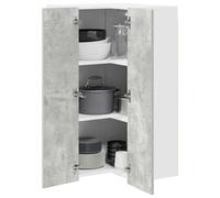 vidaXL Armadio pensile Riga Grigio Cemento e Bianco 57 x 57 x 100 cm, Spazio Ampio, armadi da Cucina Moderni, Organizer a Muro, mensole rettangolari, Legno ingegnerizzato