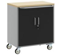 vidaXL Armadio industriale con ripiano regolabile e ante bloccabili in nero grigio con ruote rotanti per officina, garage, soluzione di stoccaggio, unità in metallo, durevole