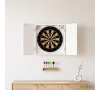 vidaXL Armadietto per bersaglio Ede, bianco, 52,5 x 10,5 x 53,5 cm, in legno, moderno, resistente all'umidità, salvaspazio, per giochi al chiuso, elegante organizer con porta girevole
