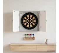 vidaXL Armadietto per bersaglio Ede, grigio cemento, 52,5 x 10,5 x 53,5 cm, moderno, resistente all'umidità, salvaspazio, per giochi al chiuso, elegante organizer con porta girevole