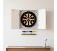 vidaXL Armadietto per bersaglio Utrecht grigio cemento, 52,5 x 10,5 x 53,5 cm, moderno, resistente all'umidità, salvaspazio per la tua sala giochi, organizer compatto con ante girevoli