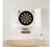 vidaXL ZWOLLE - Armadietto per bersaglio per freccette, bianco, 52,5 x 10,5 x 57,5 cm, moderno, resistente all'umidità, organizer salvaspazio per interni, struttura compatta