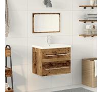 vidaXL Armadio per Lavabo da Bagno 2 pz Legno vecchio