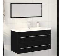 vidaXL Armadio per Lavabo da Bagno con cassetto 3 pcs Rovere Nero