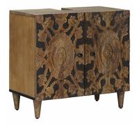 vidaXL Armadietto per lavabo da bagno, 62 x 33 x 58 cm, in legno di mango massiccio, rettangolare, moderno, design per spazi eleganti e uso efficiente dello spazio in case e uffici contemporanei