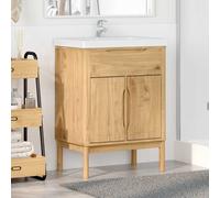 vidaXL Armadio per Lavabo da Bagno FLORO Cera marrone 60 x 40 x 80 cm