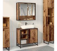 vidaXL Armadio per Lavabo da Bagno Legno vecchio 65 x 33 x 60 cm