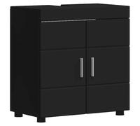 vidaXL Armadio per lavabo da bagno, Nero, solo per interni. Fatto in legno ingegnerizzato. Spazio ampio per le cose essenziali, dimensioni 60 x 34,63 cm. Richiede assemblaggio. Design salvaspazio. A
